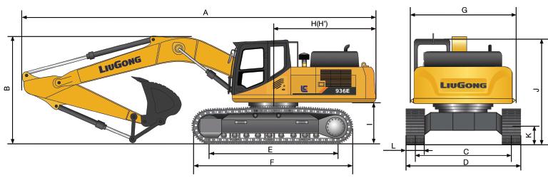 SPECIFICATIONS Operating weight 36,0 kg (79,807 lb) Weight includes full fuel tank, standard arm, boom, track shoes, counterweight, bucket 1.6 m³ (2.
