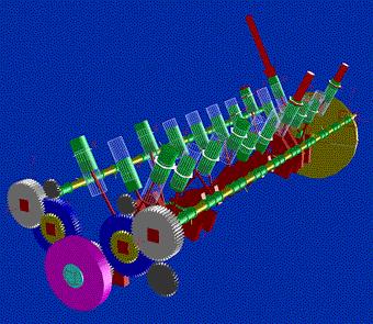 Camshaft: Model Description Multi-mass crankshaft with torsional springs to study torsional vibrations Multi-mass camshaft with torsional springs to study torsional vibrations Flywheel as a lumped