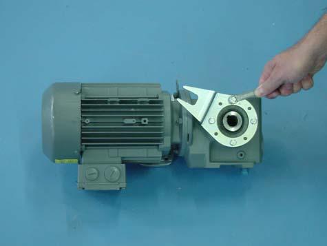 Use the screwdriver to remove the plastic cap on the motor. Loosen the screw for the motor with the 10 mm box wrench.