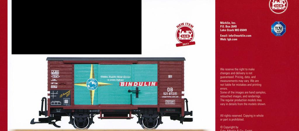 Museum Car for 2017 @llit 1 s+i 40017 LGB Museum Car for 2017 This is a model of a two-axle boxcar as constructed as a