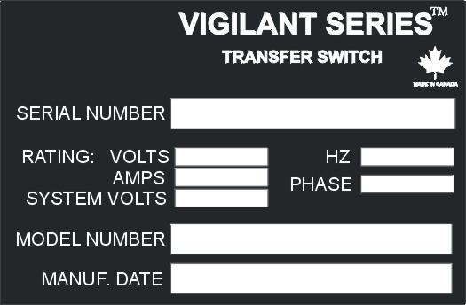 7 1.2 Vigilant Catalog Number Identification The Vigilant Transfer Switch product numbering scheme provides significant information pertaining to a specific model.