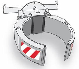 Drum clamp Attachment for pick-up and handling of drums and similar materials.