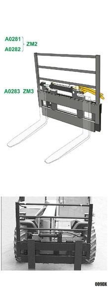 A0230 IV ZM3 310 1500 7500 A0240 IV ZM3 355 1800 7500 A0245 V ZM4 515 2400 10000 Fork sideshifter on standard