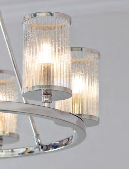 influenced by hurricane lamps of the past EASTON 6LT PENDANT