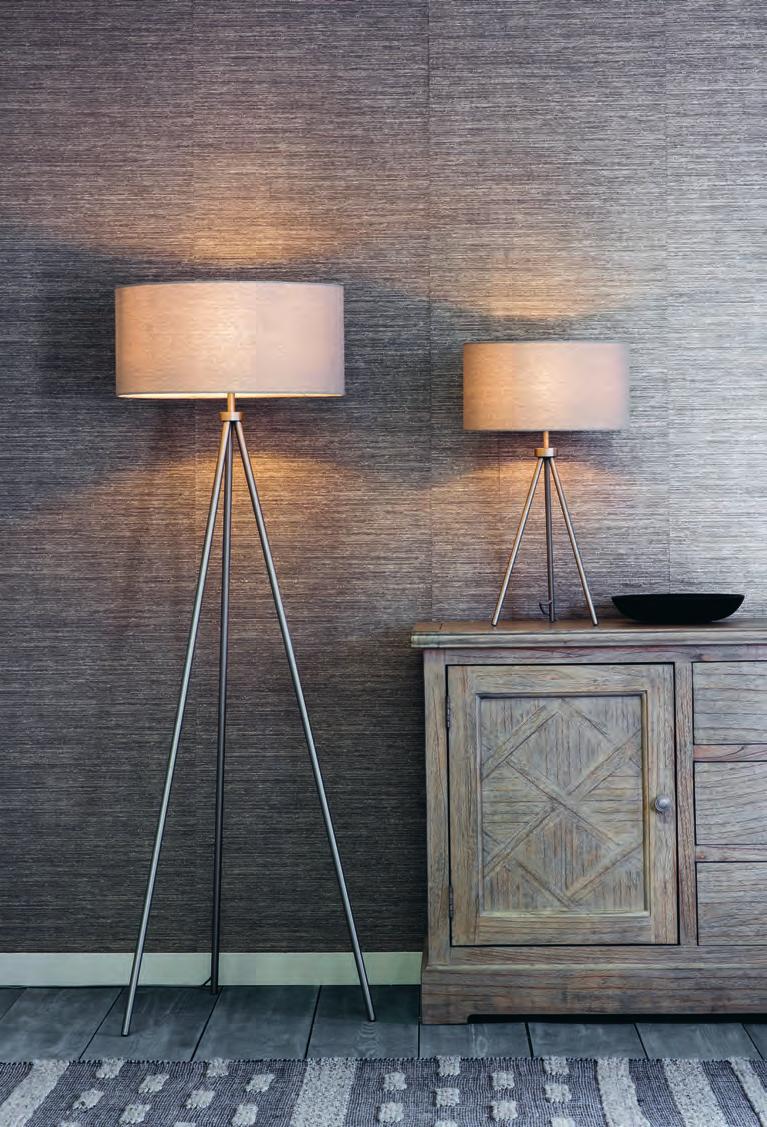 A sophisticated and stylish collection of tripod table and floor lamps, each with matching linen shades for a