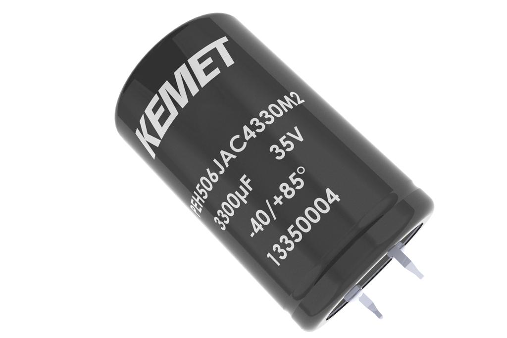 Snap-In Aluminum Electrolytic Capacitors PEH506 Series, +85 C Overview Applications KEMET's PEH506 is a long-life electrolytic capacitor designed to offer high ripple current capability and low