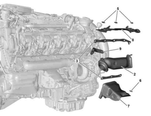 III. Downpipes Parts callout Turbochargers 1. Turbocharger with exhaust manifold 1a. Nuts 1b.