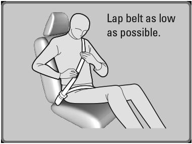 3. Position the lap part of the belt as low as possible across your hips, then pull up on the shoulder part of the belt so the lap part fits snugly.