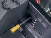 You no longer have to exit the cabin to operate the PTO lever when working with PTO implements.