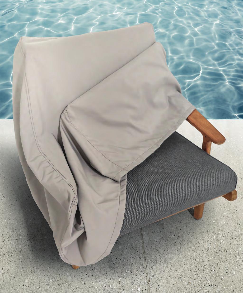 PROTECTIVE COVERS 34 35 Gloster outdoor covers are made from taupe coloured Weathermax, a heavy duty 00% solution dyed polyester material.