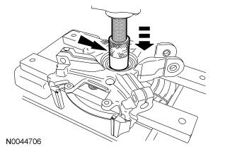 Position the parking brake cable aside and remove the wheel knuckle. Item 10: Wheel Hub 1. Using a suitable press, remove the wheel hub. 2.