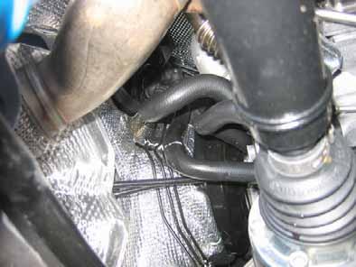 Cut off hose on engine outlet/heat exchanger inlet at