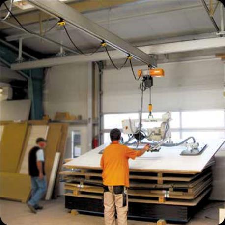 The articulated arm jib An articulated arm jib with pillar, wall or floor mounting allows for navigating around unwanted contours such as columns or machines in the work area and cab enable the use