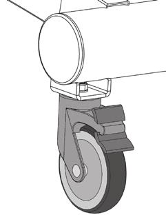 Make sure that the coiled cable of the remote control does not become trapped. Wheel brake Apply the brake of the Marina by pushing down the protruding lip (1) on the wheel.