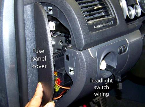 Section 3 - Make Electrical Connections Step 1 - emove and unplug the headlight switch With the headlight switch in the off position, push