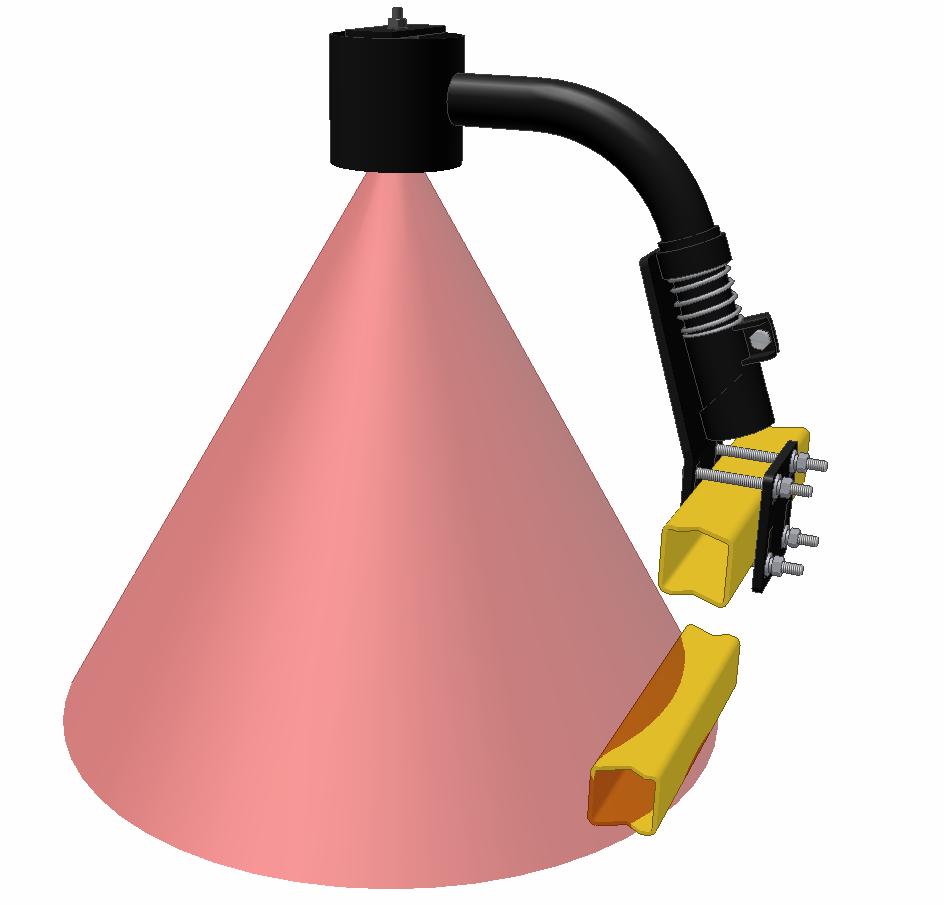 The centerline of the acoustic cone should be approximately vertical at normal operating heights (A). 3.