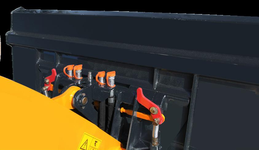 ATTACHMENT MOUNTING SYSTEM The Power-A-Tach hydraulic attachment system is standard equipment and features a skid steer interface to