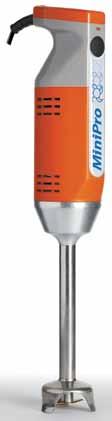 1 Minipro with all blades includes : 1 Minipro + 1 emulsifying blade + 1 standard blade + 1 batter blade + 1 dairy blade 0-13000 R.P.M. Total length:...395 mm / 15,5" Shaft length:.