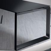 3 choices of finish: clear glass with enamelled underside, frosted clear glass, tinted glass.