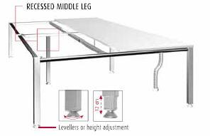 Twin desks with recessed middle legs
