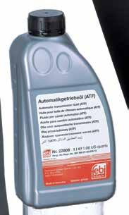 Automatic transmission fluid (red) febi no. 22806 (1 litre) febi no. 30018 (5 litres) febi no. 26680 (60 litres) febi no. 26681 (200 litres) e.g. repl. no. 001 989 21 03 febi 22806 is a universal ATF for all automatic transmissions with and without regulated torque converter lock-up clutch.
