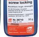 screw locking high strength (green) febi no. 26709 (10 g) febi no. 26710 (50 g) e.g. repl. no. 270 febi 26709 is an anaerobic liquid synthetic which hardens on contact with metals in the absence of oxygen.