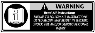 SLE Series -Warning GB SAVE THESE INSTRUCTIONS Failure to follow all instructions listed below, may result in electric shock, fire and/or serious personal injury.