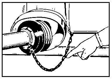 Installation Figure 8: Safety chain at the drive shaft 6. Mount the safety chains of the drive shaft to a fixed element on the tractor and on the material holding system. 7.