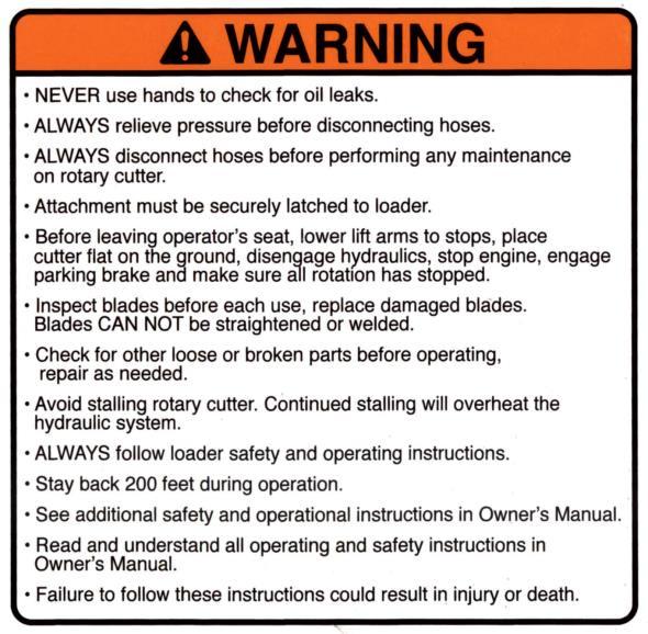 Warning Labels on Rotary Brush Cutter Attachment (cont.
