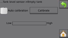 Figure 33: Tank level sensor Empty tank Maximum tank level Automatic calibration Maximum tank level establishes the maximum level of water on the tank sensor.
