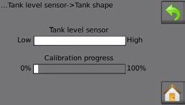 Figure 39: Tank level sensor Tank shape or press the Import / export Tank level sensor calibration settings can be exported to USB drive and recalled