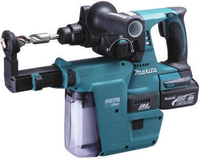 Motor generates less heat buildup and is ideal for prolonged use in high production applications Quickly attaches to Makita's DX02 System for dustless drilling applications in sensitive work