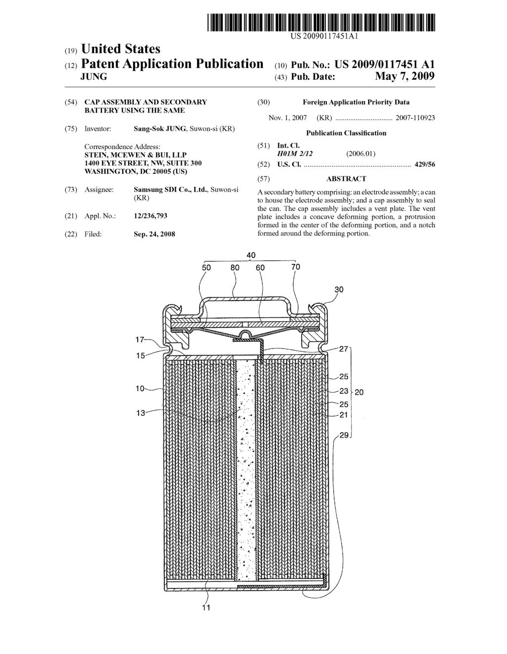 (19) United States (12) Patent Applica JUNG ion Publi icat ion US 200901 17451A1 (10) Pub... NO. (43) Pub.