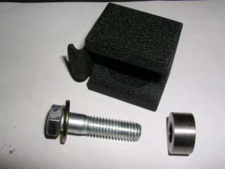 10. Install kit landing block to new hole in body support bracket with kit bolt (1/2 x 2 ), spacer (1/2 x1 ), and hardware.