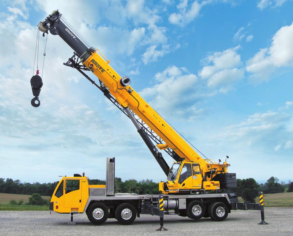 TMS9000E Product Guide Features 90 t (110 USt) capacity 11,2 m - 43,4 m (36 ft - 142 ft) five-section full power boom Patented TWIN-LOCK boom pinning system 10 m - 17 m (33 ft - 56 ft) bi-fold