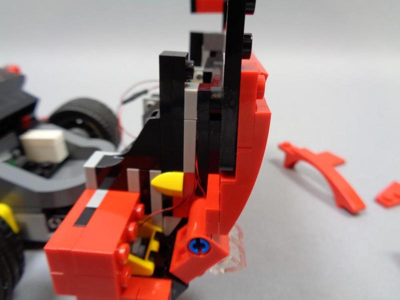 Do not run any wires over the top of a LEGO stud, or this will increase the chance of a wire getting pinched or cut.