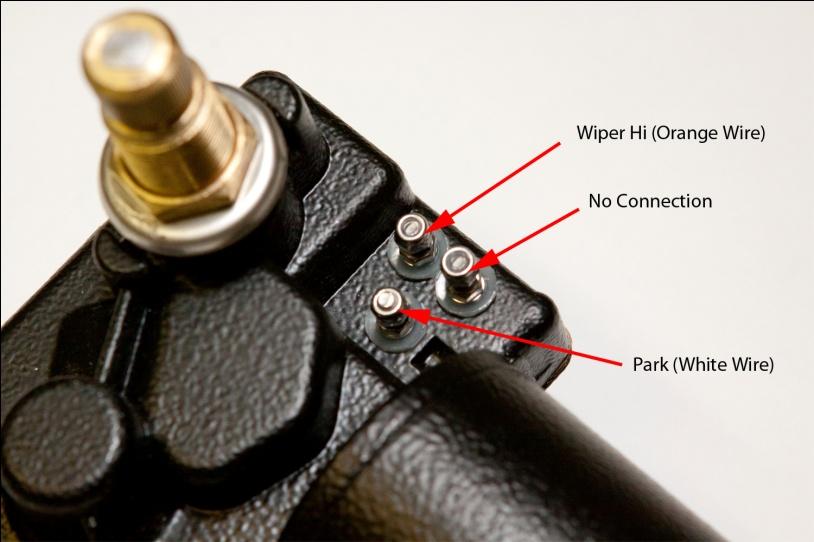 Figure 7: Wiper Motor Wire Connections. 7. Connect input wires to switches on dash per the following table.