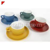 .. AC-000-206 AC-000-207 AC-000-208 Fiat 500 4 piece espresso set. Cups and saucers in yellow, green, red, and blue with Fiat... Fiat 500 large green ceramic piggy bank.
