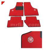 .. This is a set of.new floor mats with blue trim and Fiat logo embroidery for all Fiat 500.