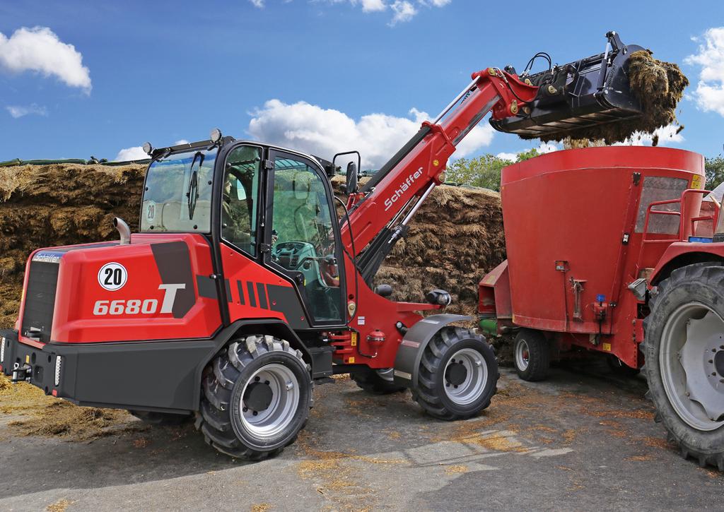 SCHÄFFER 668 T 668 T: THE NEW MEASURE With its working weight of 5.6 t to 6.3 t, the 668 T is the smallest loader in the professional class.