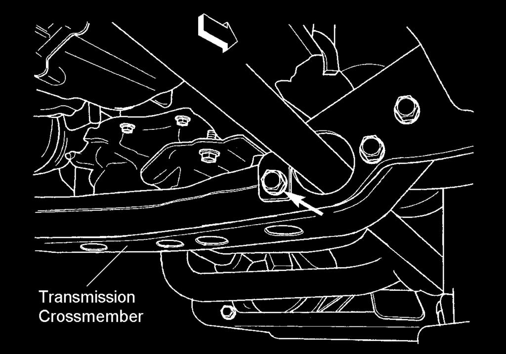 Illustration 23 5) Using the hardware removed in the previous step, loosely attach the aft brace brackets (176149) to the front of the transmission crossmember. Insert the bolt from the front.