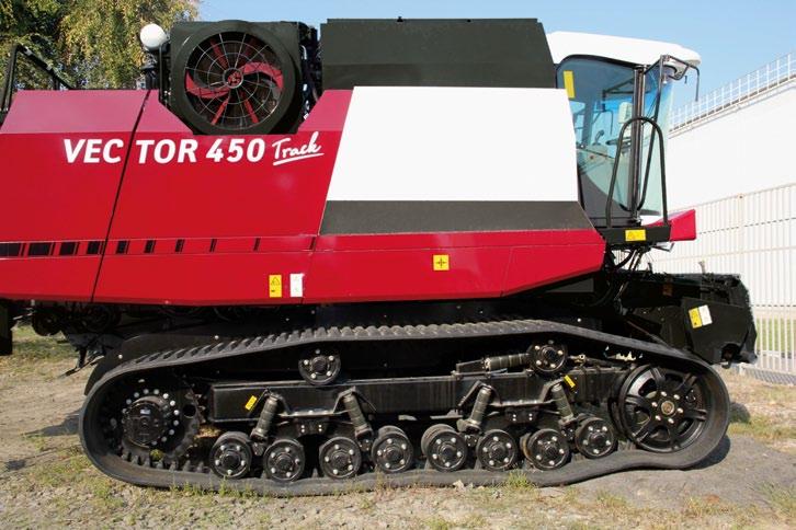 weight distribution, VECTOR 450 Track moves smoothly across the field, the header remains practically stationary and only follows the