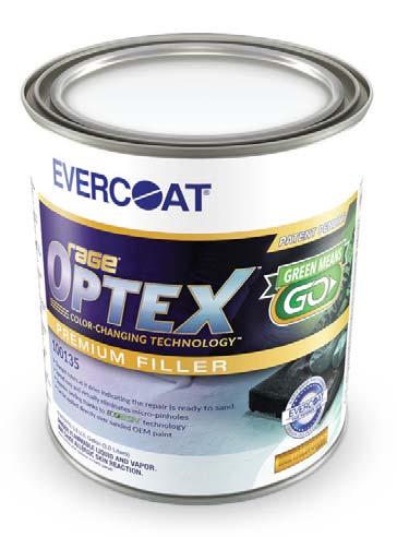 Evercoat Body Filler Rage OPTEX with color changing technology is an ultrapremium body filler that helps body shops save time and money on every repair.