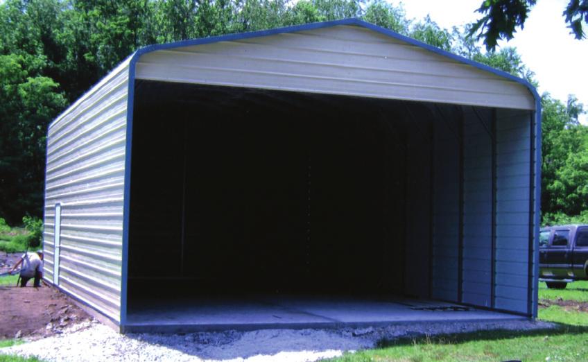 Carport Height 5' Legs Std. 14 Gauge Closed Sides Both Sides Closed Ends Per End Doors, Windows Gable Ends etc.