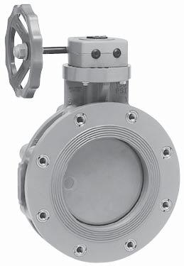 Gear operated valves shall be equipped with position indicator and high impact polypropylene handwheel.