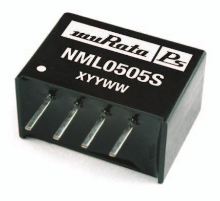 www.murata-ps.com NML Series FEATURES RoHS compliant Single isolated output 1kVDC isolation Efficiency up to 85% Wide temperature performance at full 2 watt load, 40 C to 85 C Power density 2.