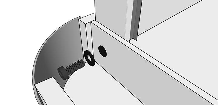 Place the Leg End Panel #4 to one Right Leg and one Left Leg and use ½ Round Head Screw #8 to secure it in place.