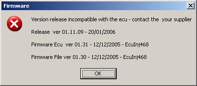 is not compatible with the ECU software.
