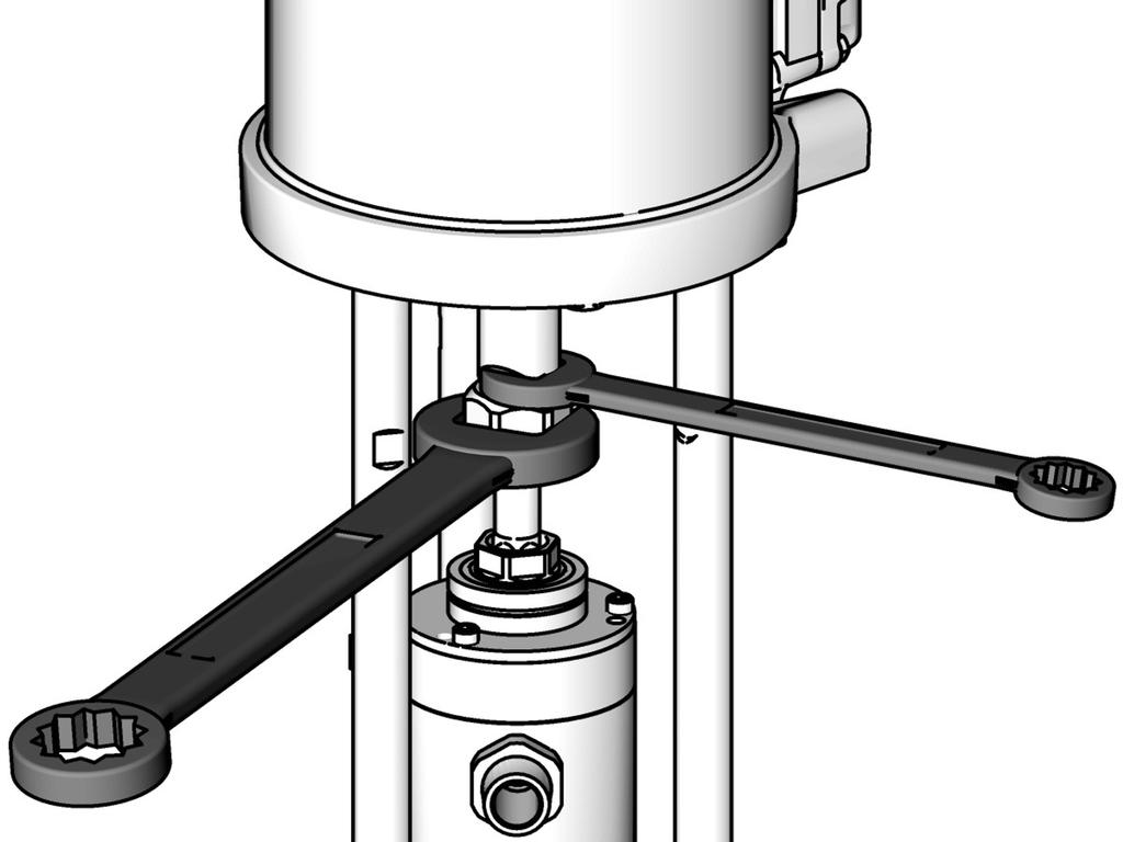 Service Pump Assembly 6 6 Prior to service, remove the displacement pump first, then the air motor. Remove the Displacement Pump See pages 0- for detailed illustration.