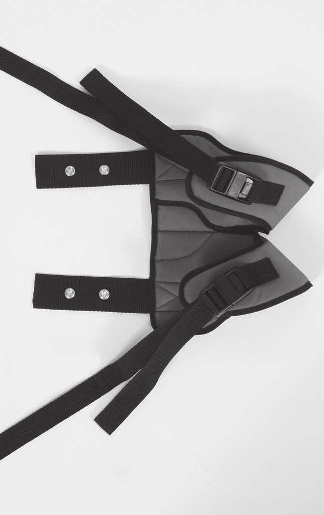 3) Place the user on the groin strap and thread the leg straps between the legs and over the thighs to the outside (see Fig. 62). 4) Close the two clips at the leg straps (see Fig. 64, item 1).